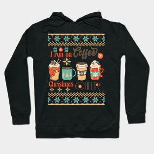 I Run On Coffee Christmas CHEER, Retro Christmas Hoodie